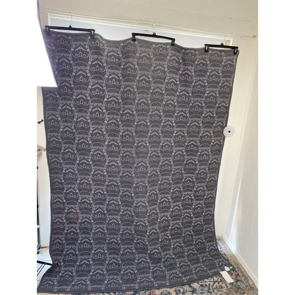 Pottery Barn Kids Star Wars Stormtrooper Quilt Twin Gray Stitched Bedding 2013*